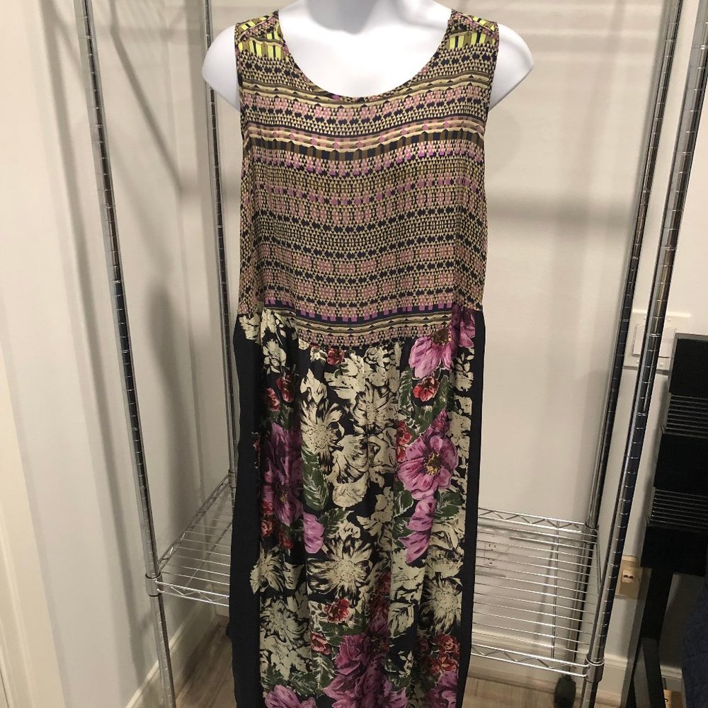 JOHNNY WAS 2X silk floral bohemian maxi dress